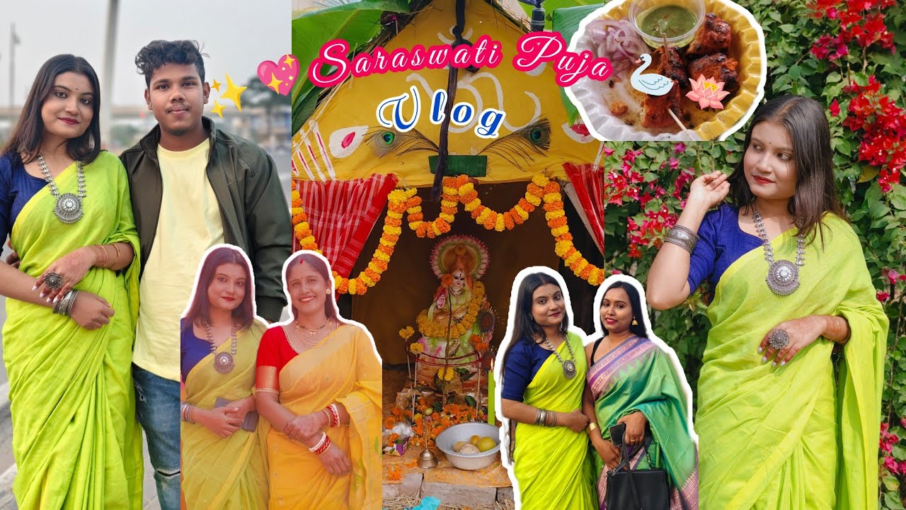 Saraswati Puja 🦢🪕🪷 vlog✨💖#candypriti #youtube #bengalivlog #saraswatipuja #basantpanchami #viral 