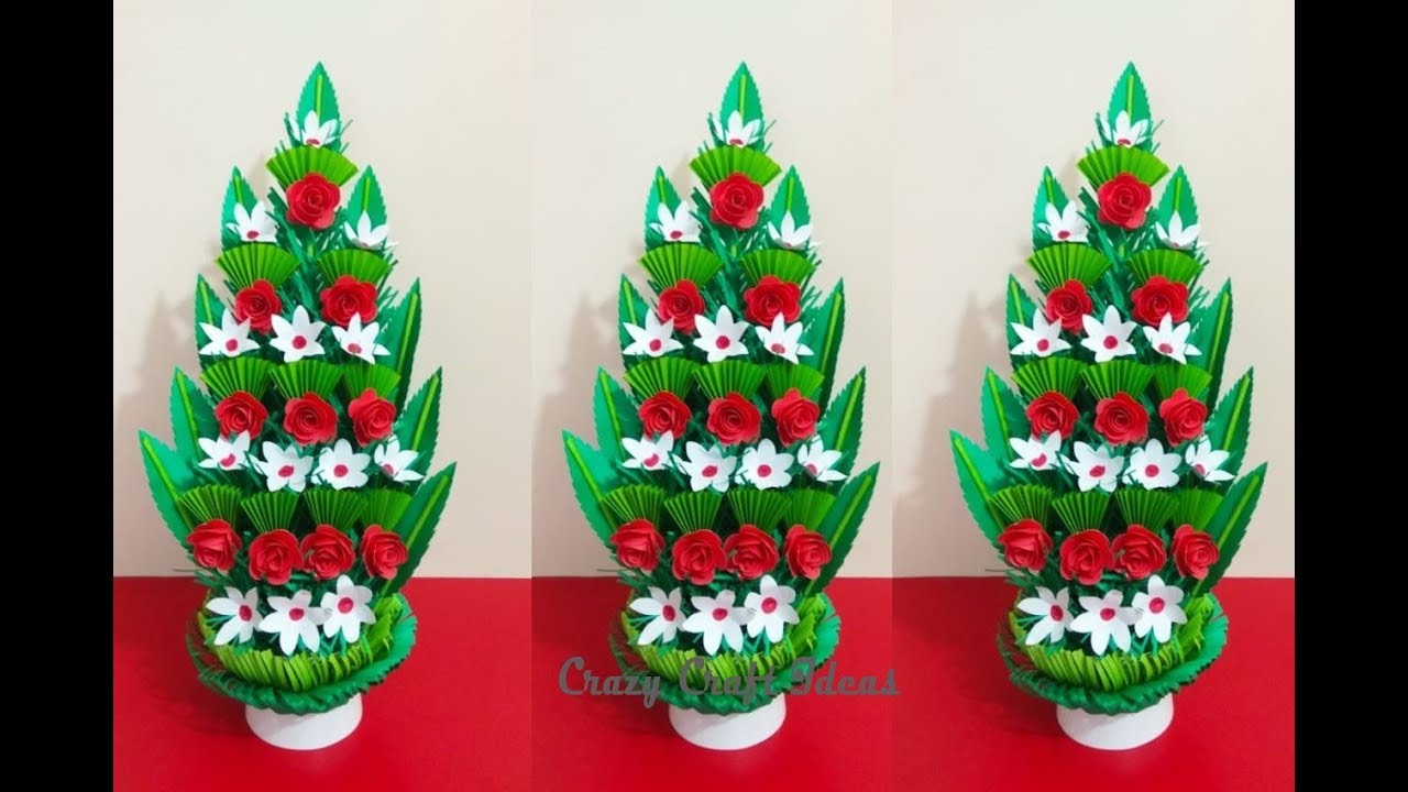 How To Make Flower Bouquet With Color Paper||Floral Design Bouquet|| Crazy Craft Ideas.
