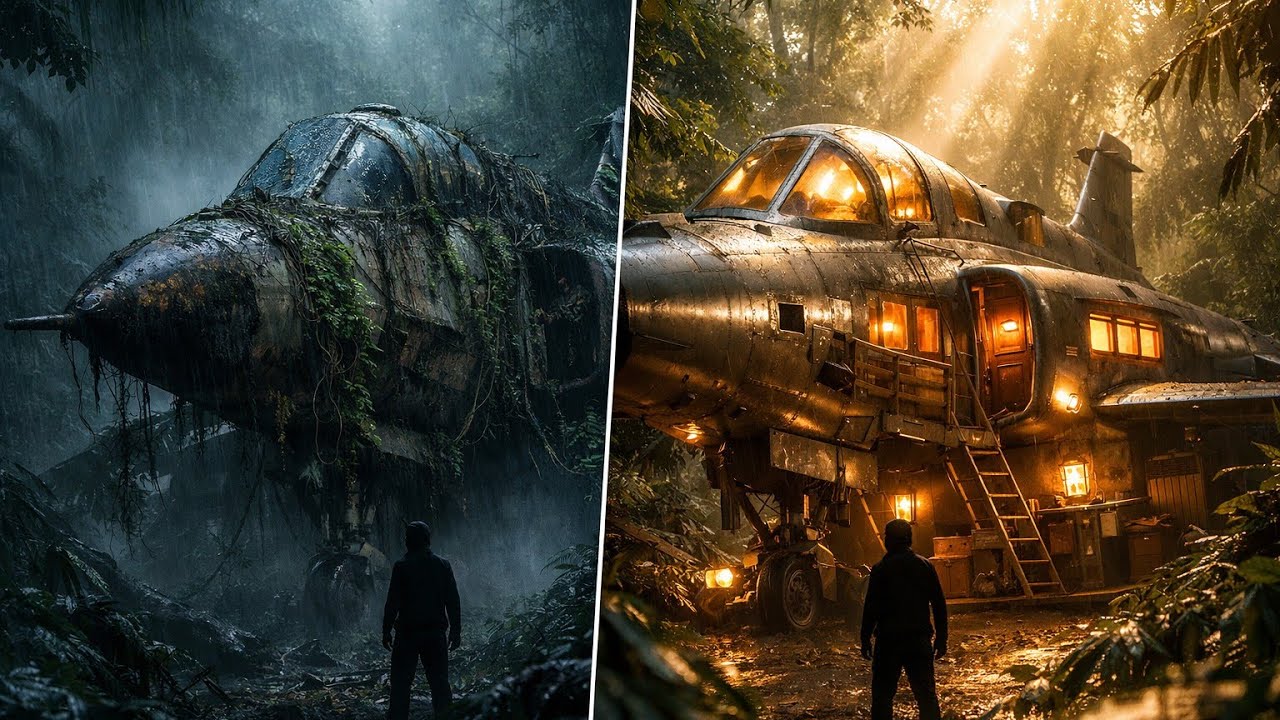 I Built a Hidden Survival House Inside an Abandoned Fighter Jet