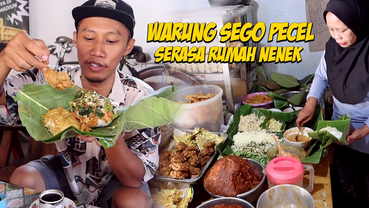 Sarapan Nasi Pecel Godong Jati Sajian Mewah ala rumah nenek di pedesaan!