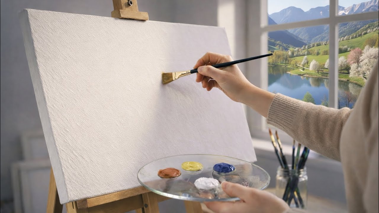 Wildflower Mountain Lake 🏔️ | Relaxing Acrylic Painting for Beginners