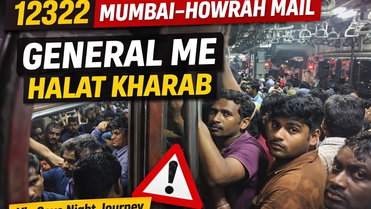12322 Mumbai–Howrah Mail 😱 | General Coach Me Halat Kharab | Via Gaya Night Journey