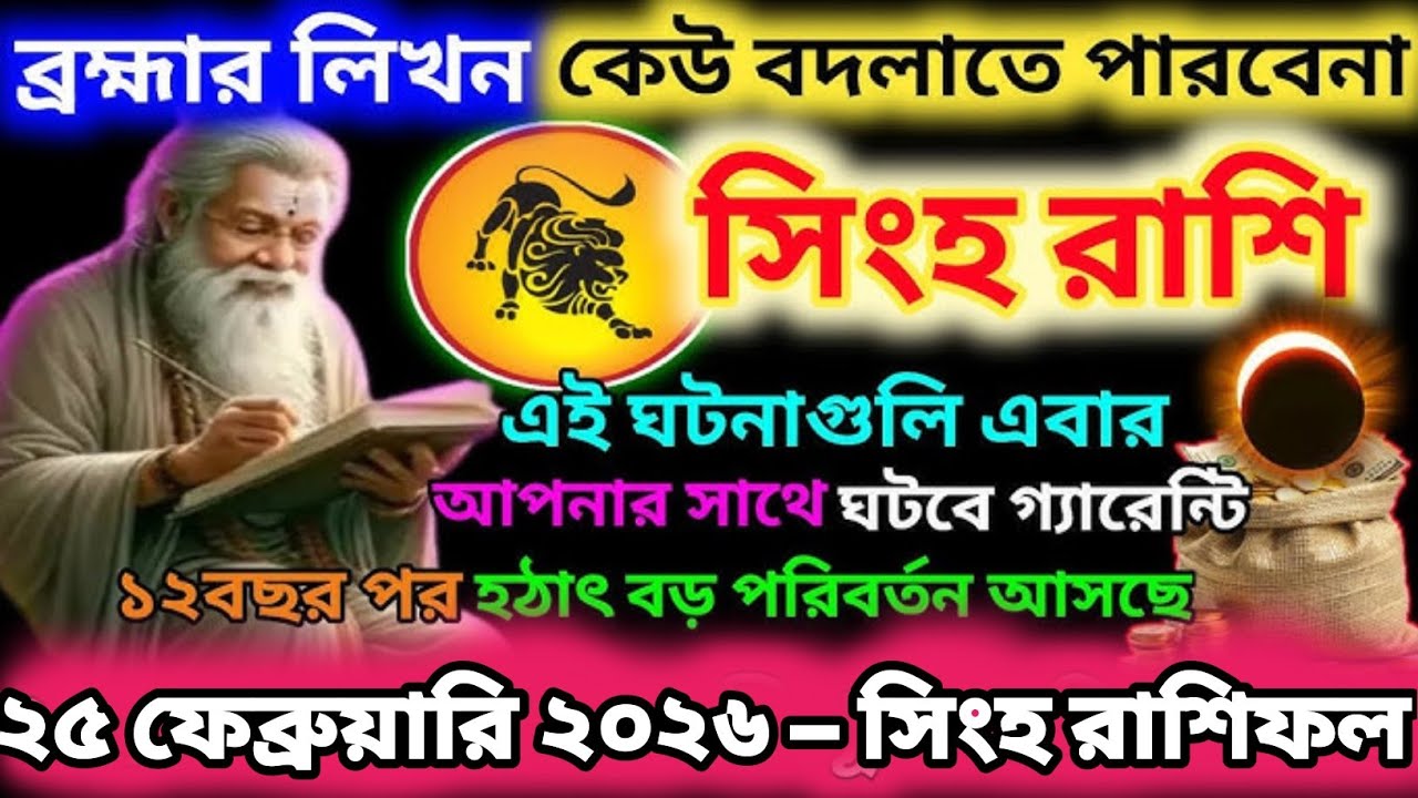 Ajker Singh rashifal ২৫ ফেব্রুয়ারি ২০২৬ সিংহ রাশিফল 🔥 | আজকের সিংহ রাশির সম্পূর্ণ ভবিষ্যৎফল 