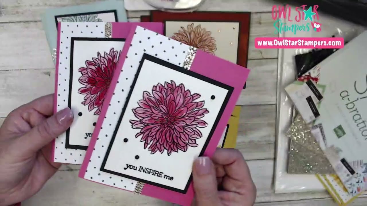 4 New Cards Using Stampin' Up! Sale-A-Bration Delicate Dahlias Stamp Set and Beautifully Penned DSP