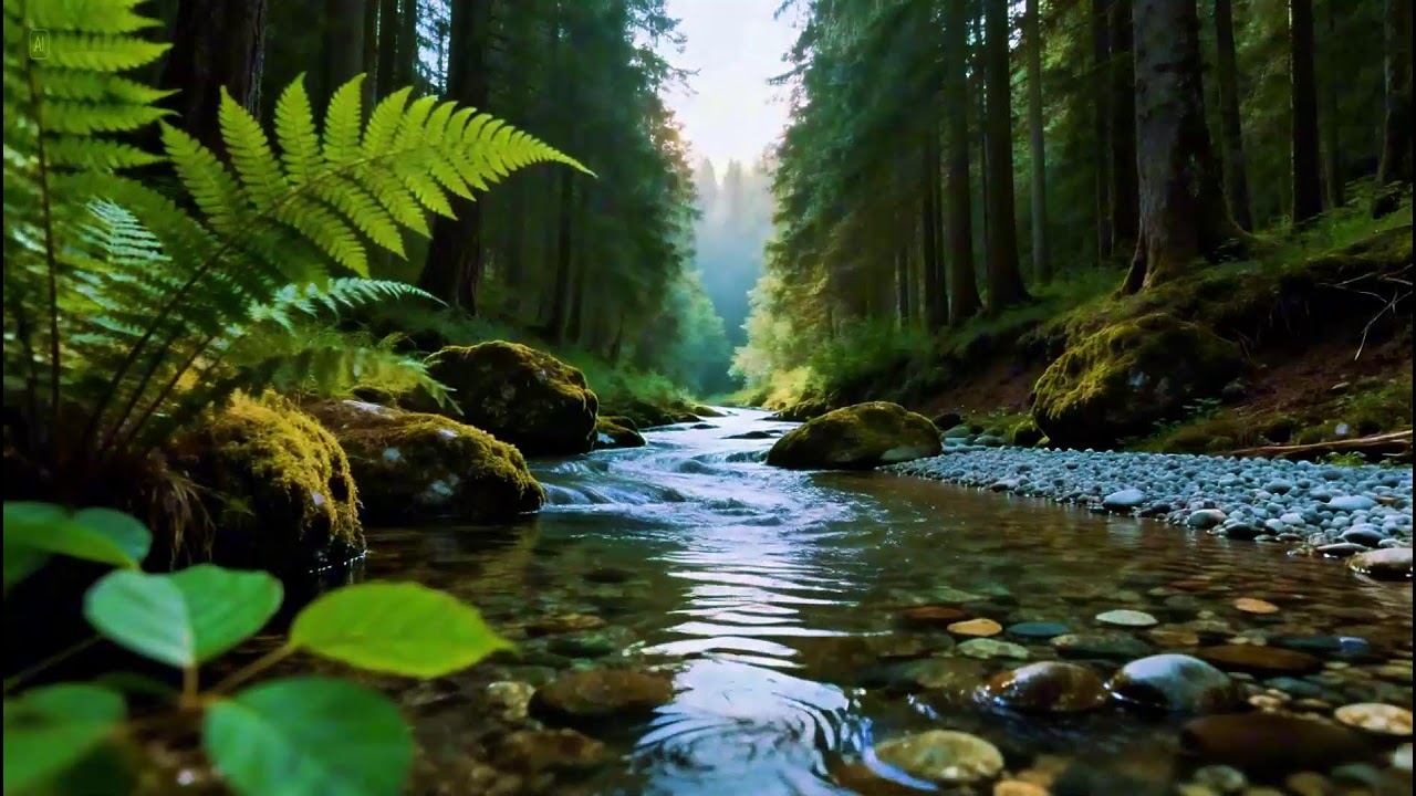 Peaceful Forest Nature Sounds | Calm River Flow for Relaxation | Soft Birds Chirping Sounds