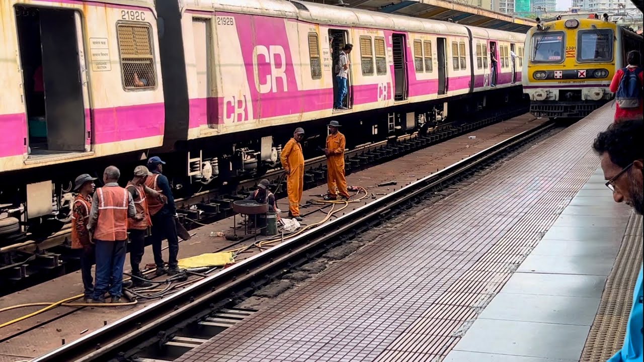 Back To Back Mumbai Local Train Arrival and Departure from Sandhurst Road Railways Station Mumbai