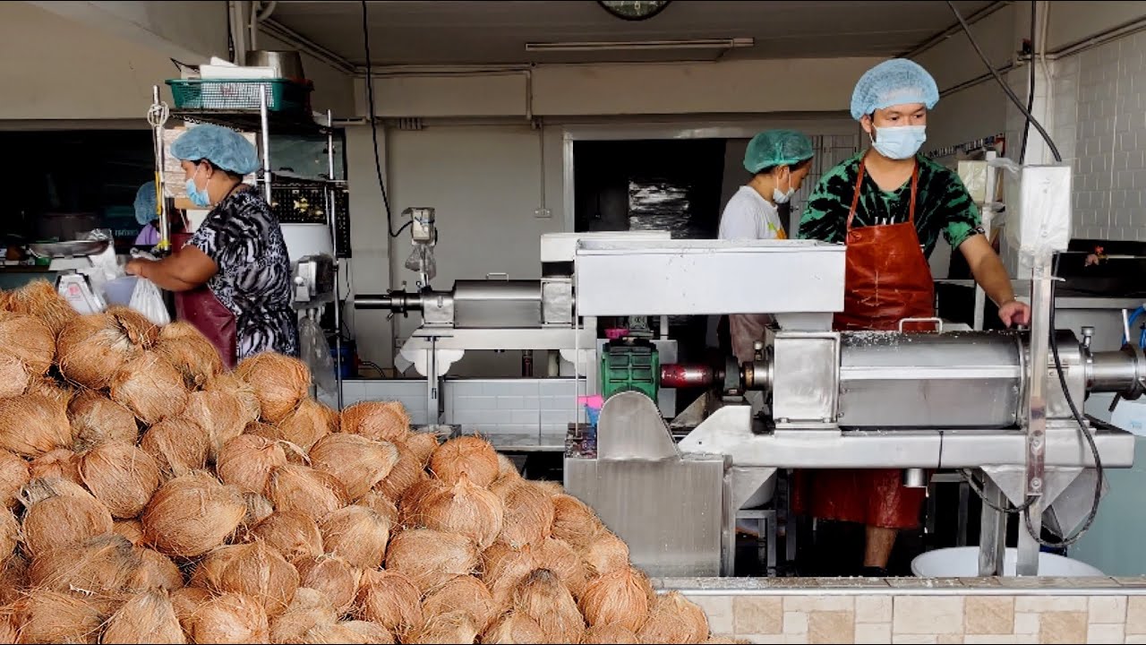 Full Process of Making Coconut Milk in Thailand - Thai Street Food