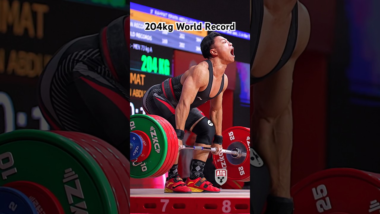 Rahmat Erwin Abdullah (73kg 🇮🇩) 204kg / 450lbs C&J World Record Slow Motion! #weightlifting