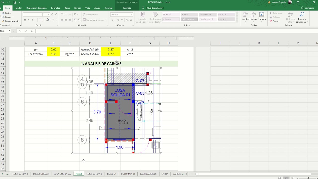 Cálculo de viga o trabe de concreto formulado en excel