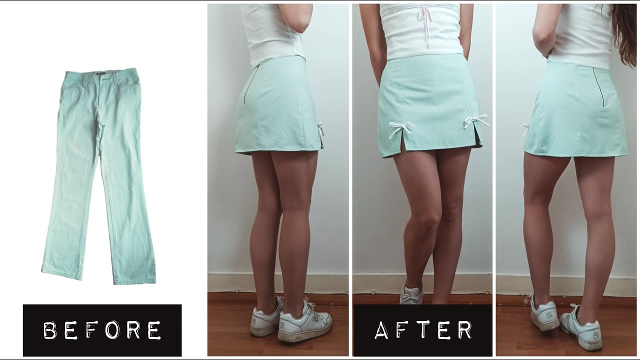 DIY - How to turn TIGHT JEANS into a LACE UP MINI SKIRT