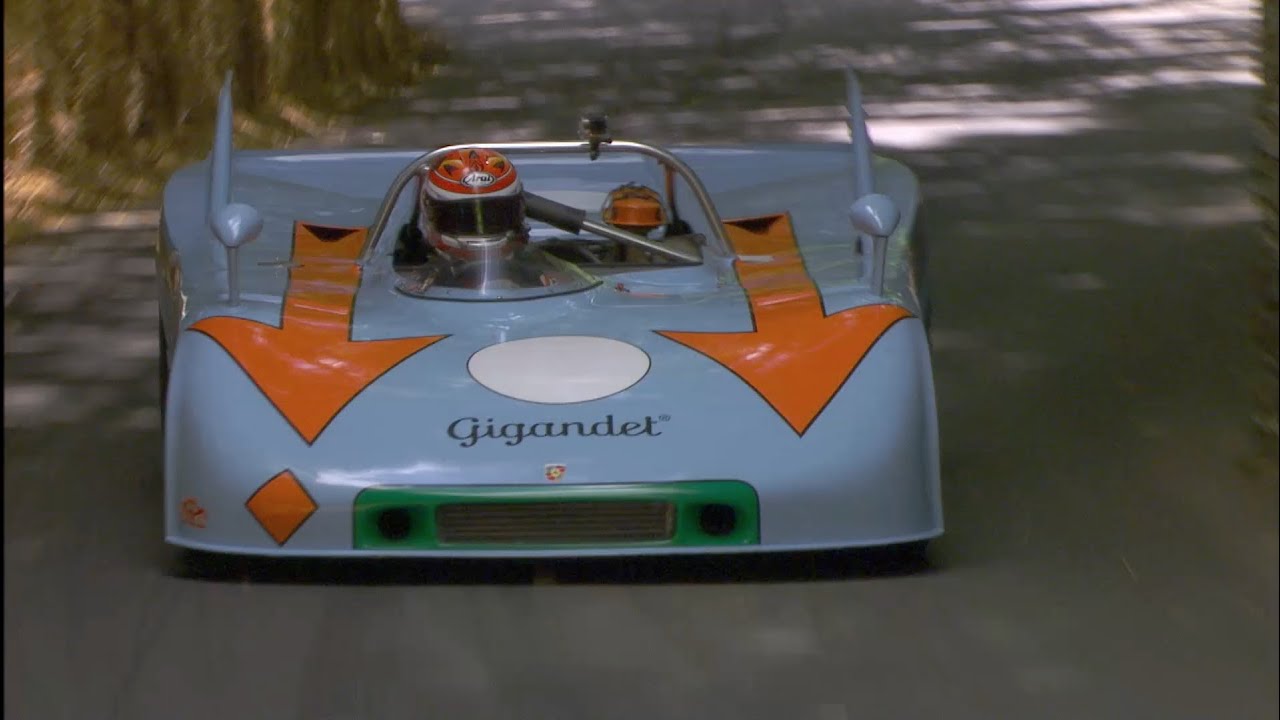 Emanuele Pirro drives Targa-winning Porsche 908/3 at Goodwood