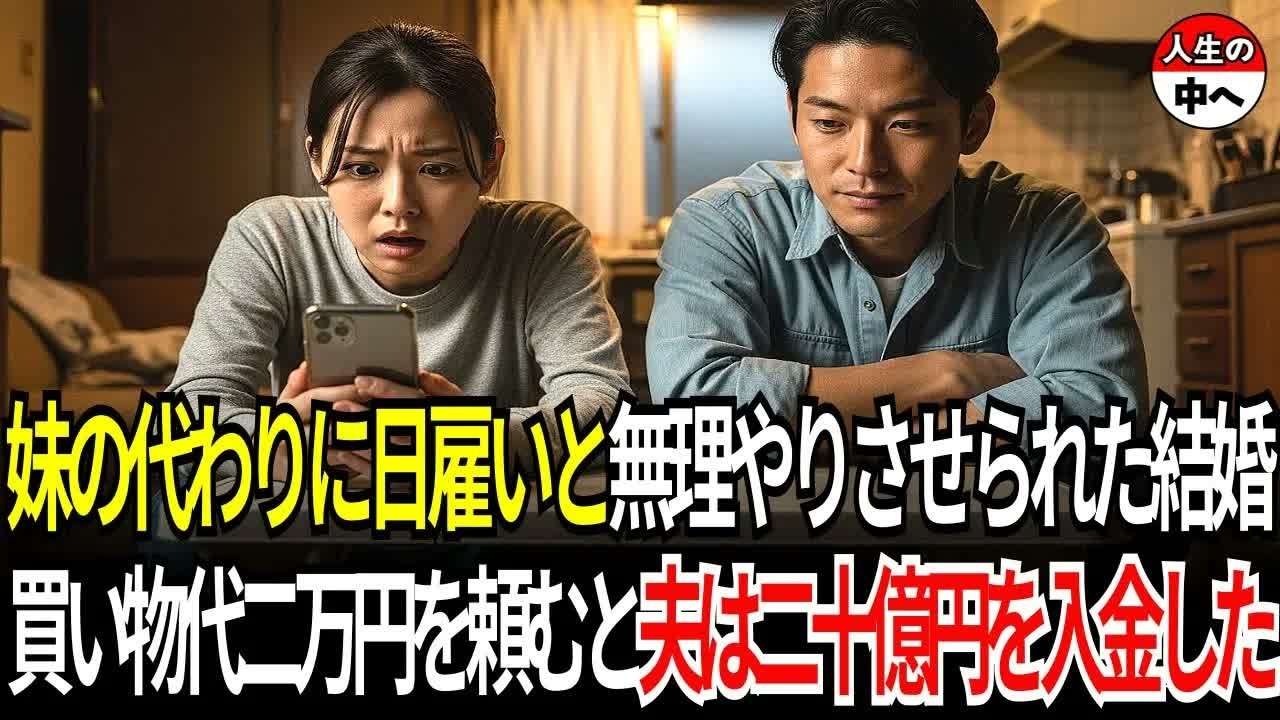 妹の代わりに日雇い労働者と強制結婚、翌朝おずおずと「買い物代に二万円だけ   」と言ったら二十億円を振り込んだ夫。真実を知った妹は完全にひっくり返りました。