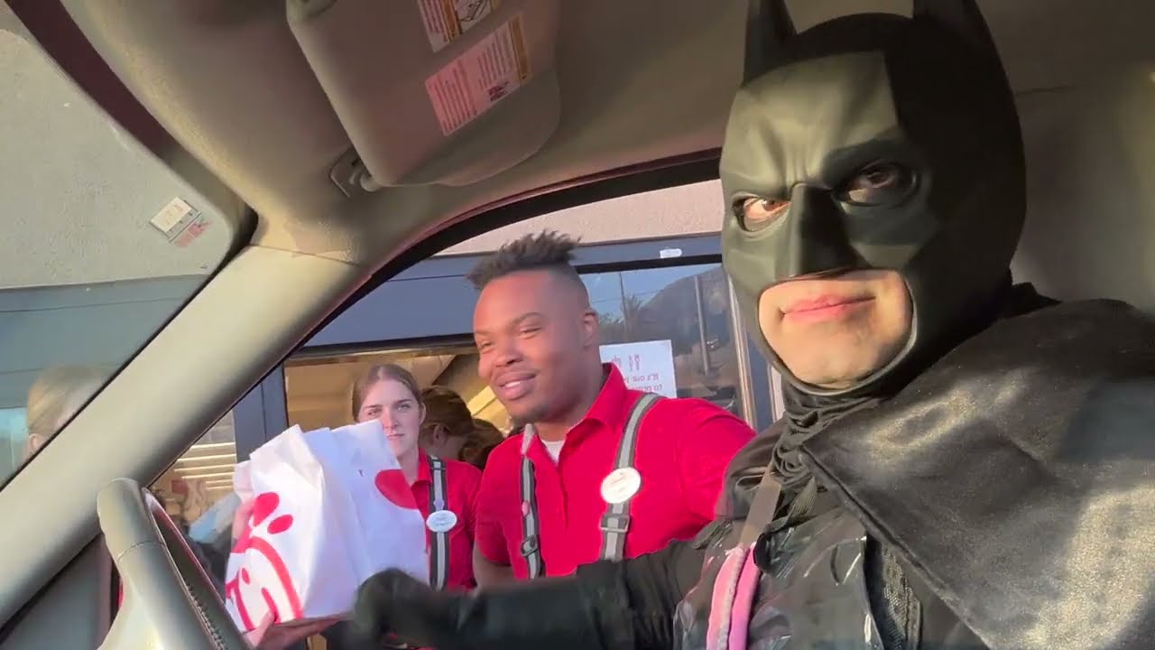BATMAN Returns! gets a pick up line? Batman and Robin drive Thru!
