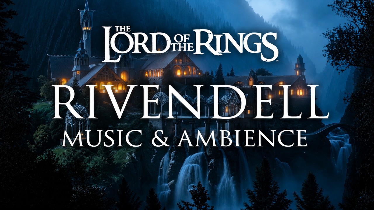 Lord of the Rings | Rivendell, Peaceful Music & Ambience at Nightfall, LOTR Soundtrack, Human-Made