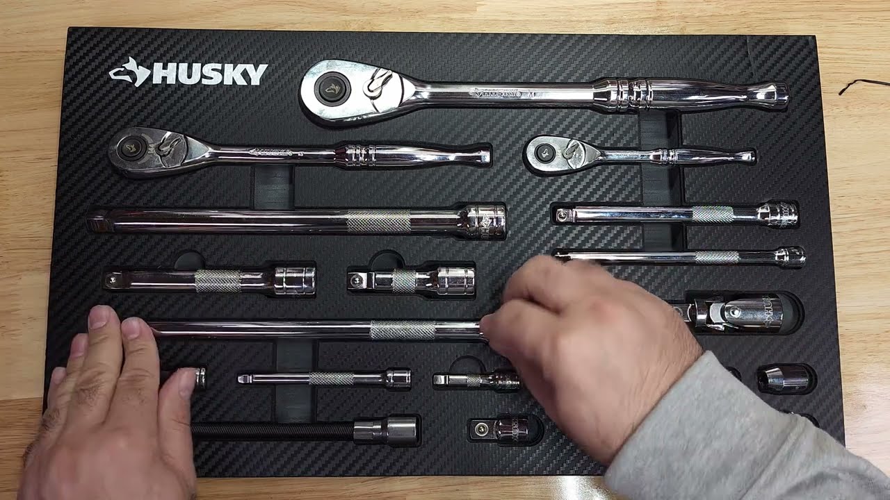 Husky 144 Tooth Ratchet and Accessory Set in EVA Tray