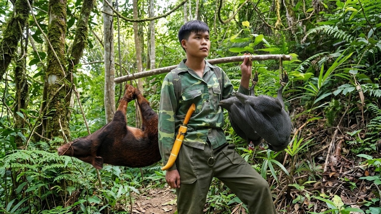 200 Days of Wilderness Survival | Tracking Wildlife, Trapping Wild Chickens and Catching Stream Fish