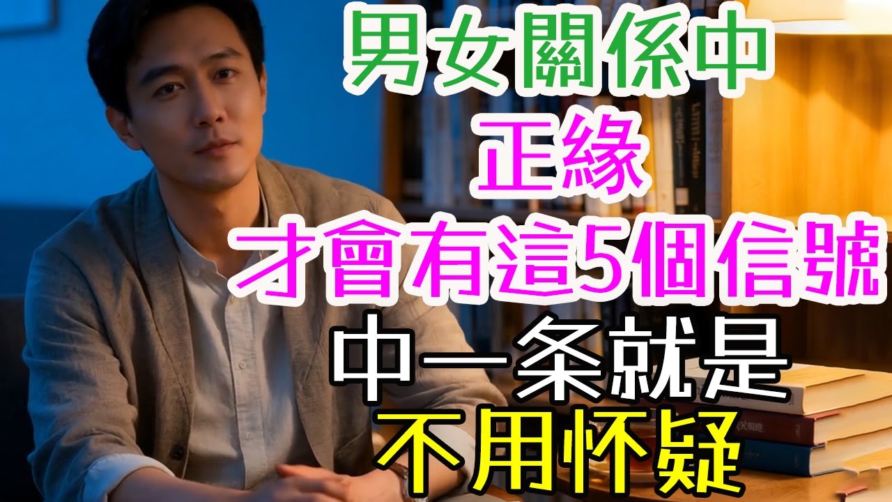 男女關係，正緣才會有這5個信號，中一條就是，不用懷疑#正緣 #信號 #頻率 #情緒 #未來 #吵架 #自我 #陪伴 #安心 #穩定 #保護 #想像 #修補 #成長 #自在 #理解 #接納 #支持 #