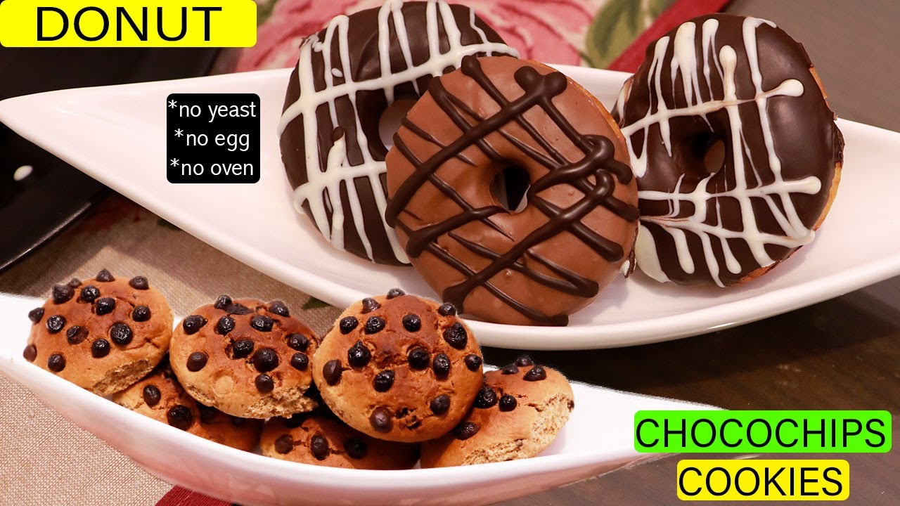 Eggless Donut and Chocolate Cookies Recipe l Fluffy Donuts Without Eggs & Yeast  l Cook With Asha