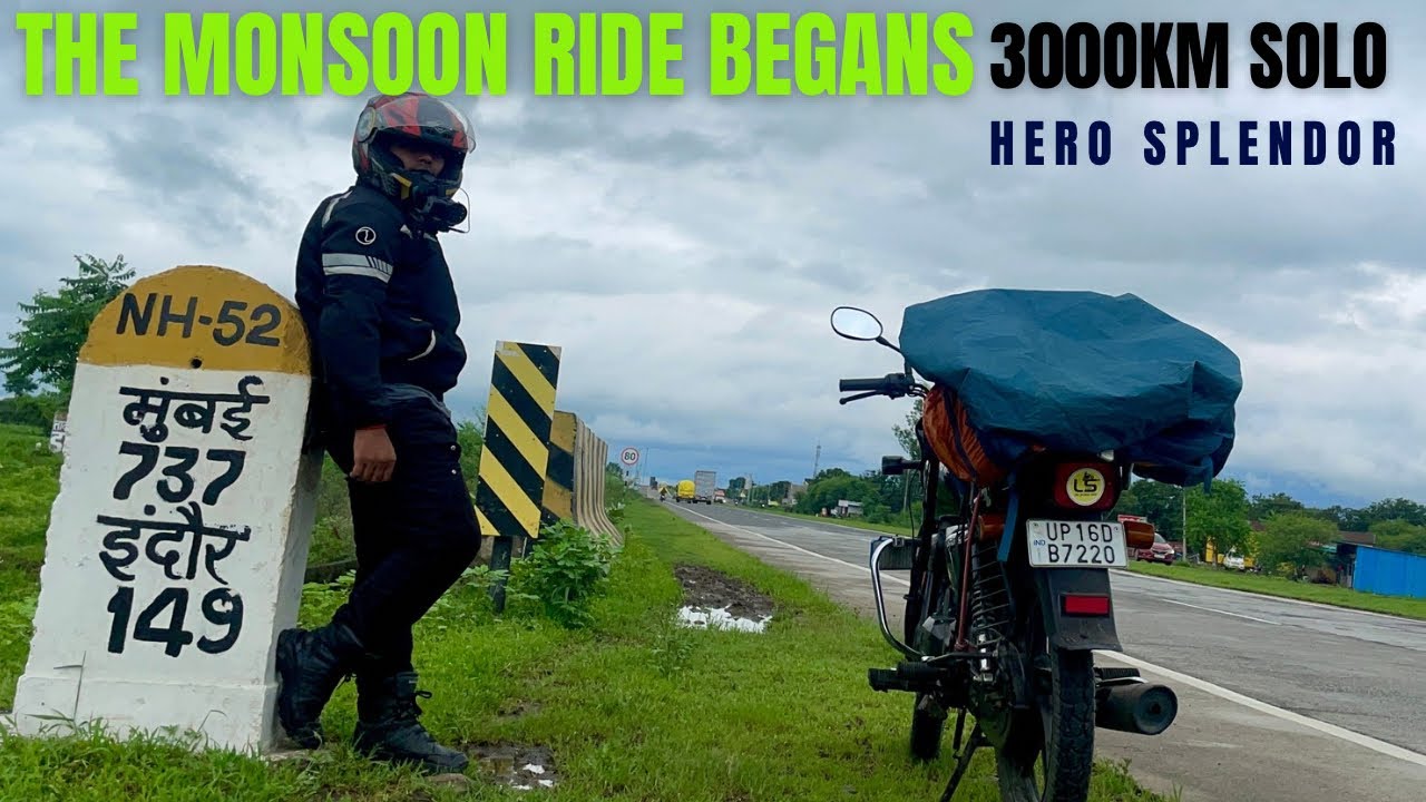 Noida To Mumbai 3000+Km Monsoon Ride | Hero Splendor 100cc Bike | Solo Ride | Ep 1