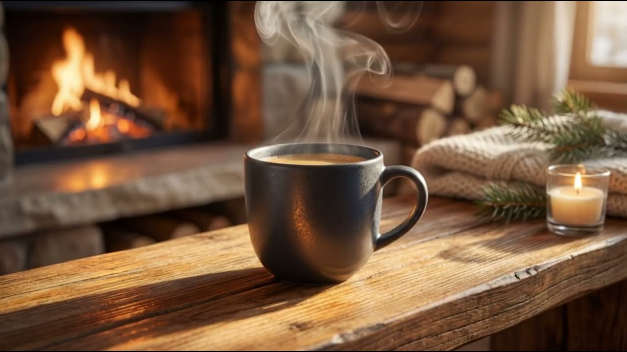 Cozy Morning Coffee by the Fireplace ☕🔥 Relaxing Piano & Warm Ambience