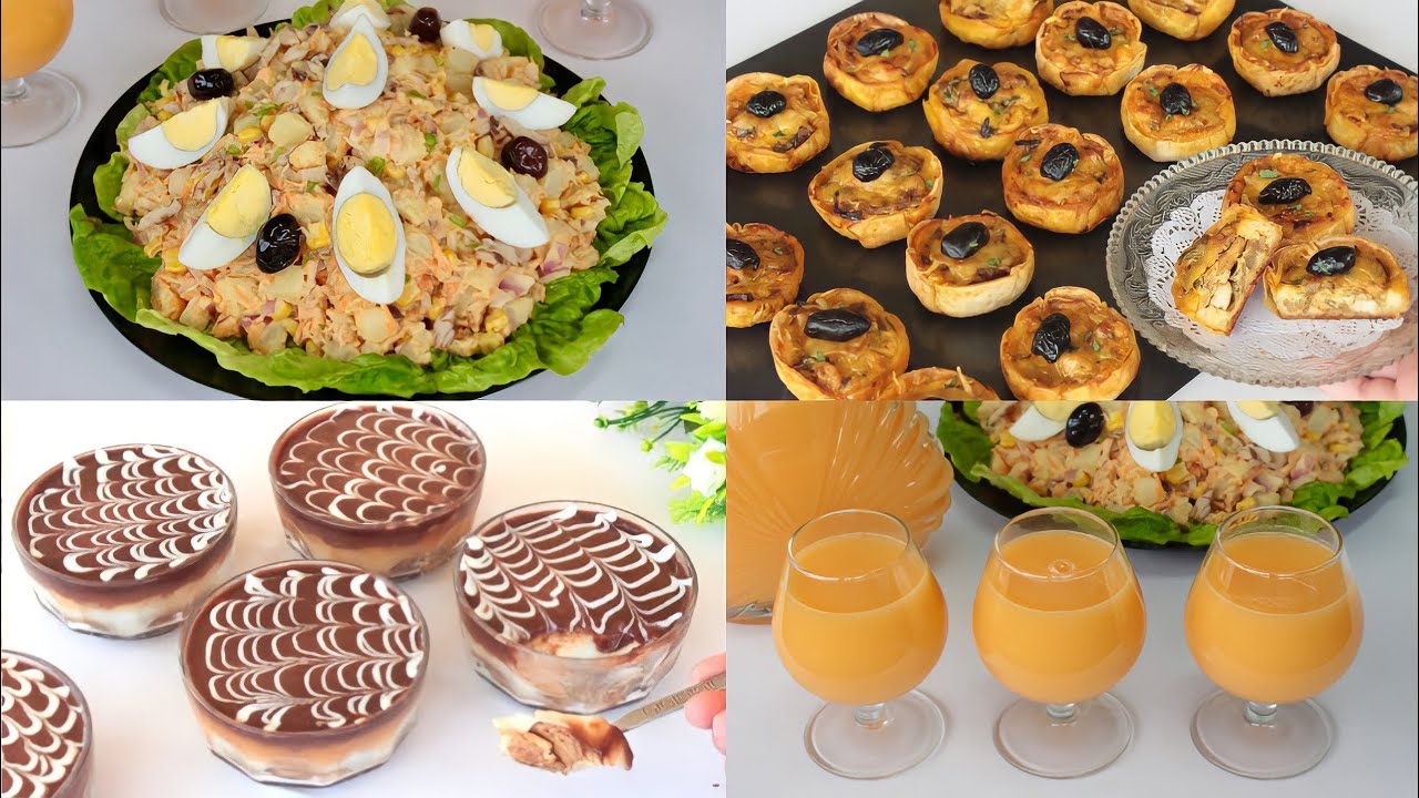 أرخص وأسرع 4 شهيوات رمضان للفطور راقية ولذيذة كيش بلا عجين عصير بدون حليب سلطة البطاطس  تحلية باردة