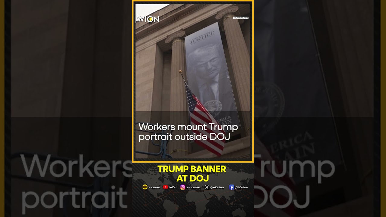 Trump Banner at DOJ: New Trump Banner Installed on US Justice Department Building | WION