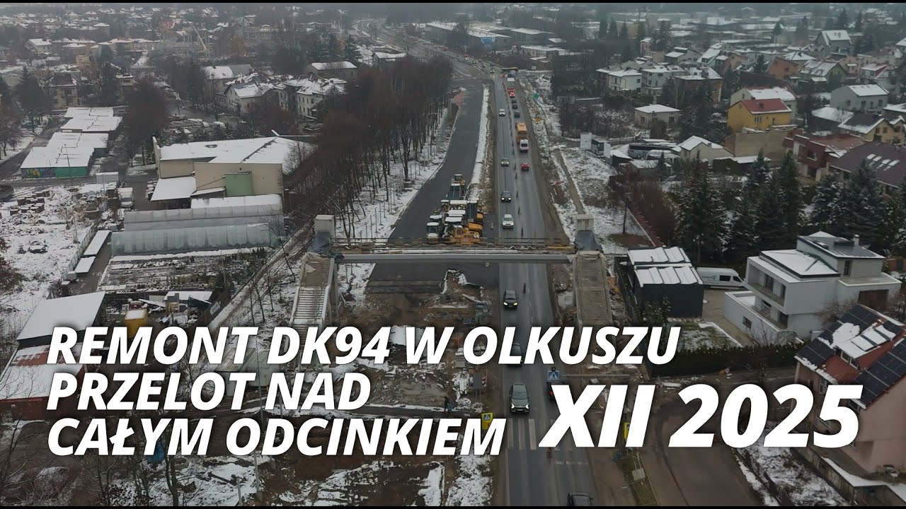 Remont drogi krajowej nr 94 w Olkuszu. DK94 - widok z drona. Grudzień 2025.