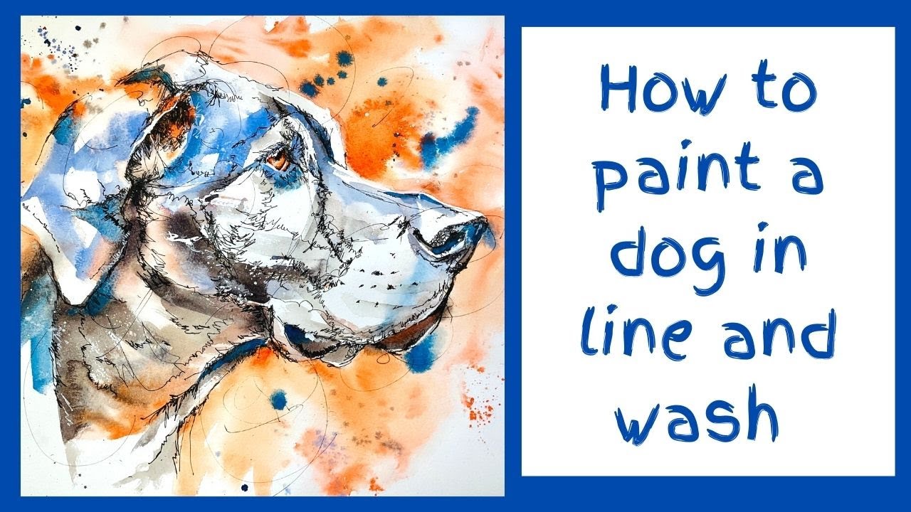 How to paint animals in line and wash - Great Dane dog