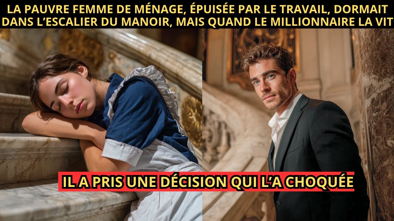 La FEMME DE MÉNAGE épuisée dormait sur l’escalier, le MILLIONNAIRE fit alors un GESTE CHOQUANT.