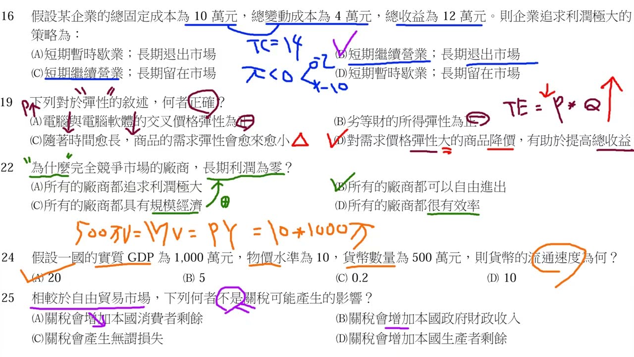 公職考試解題 - 114年度地方特考四等財經廉政經濟學與財政學概要選擇題 1/2