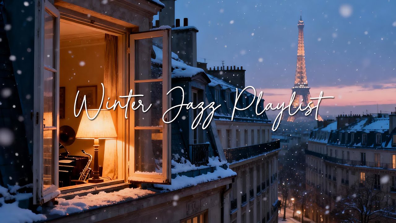 [Jazz Playlist] Snowfall in Paris at Night | Quiet Jazz & Peaceful Winter Ambience
