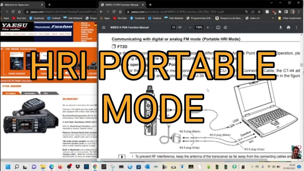 Portable HRI Mode -Cable connections  FT5D through FTM 300 - Wires X - SCU40KIT