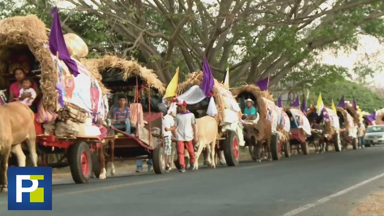 Decenas de feligreses recorren en carretas el camino a un santuario sagrado en Nicaragua