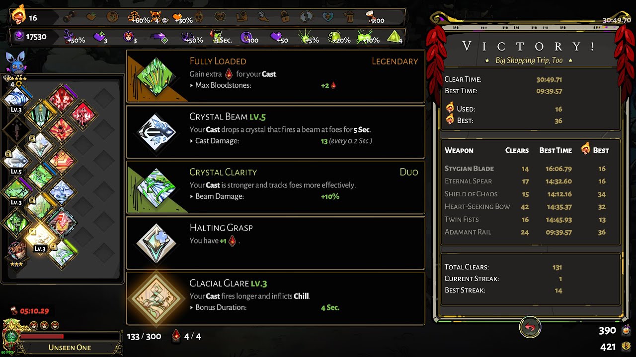 Hades - Crystal clarity build with Artemis legendary