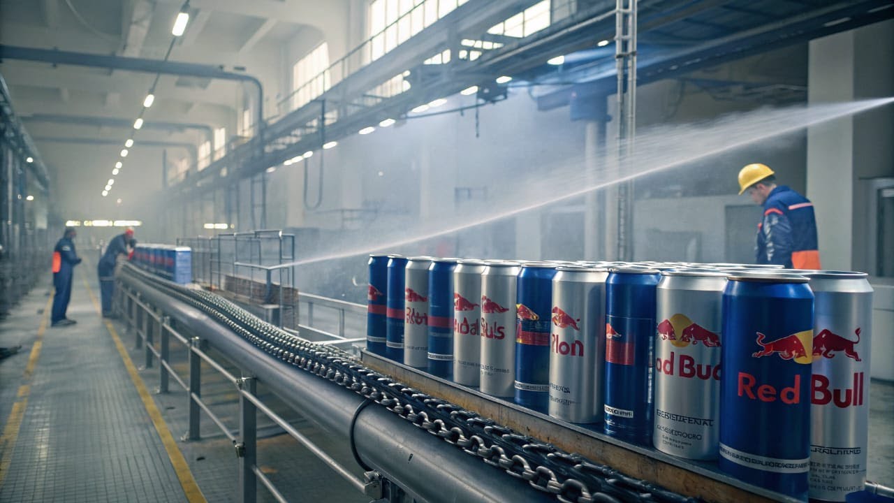 Ultra-Realistic Red Bull Factory Process | Cinematic Industrial Workflow (4K) 🏭⚙️🥤