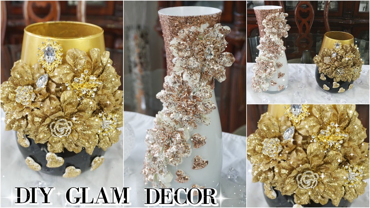 DIY GLAM DOLLAR STORE VASES | DIY BLING DECOR FOR YOUR SPRING/SUMMER HOME REFRESH DECOR IDEA 2020