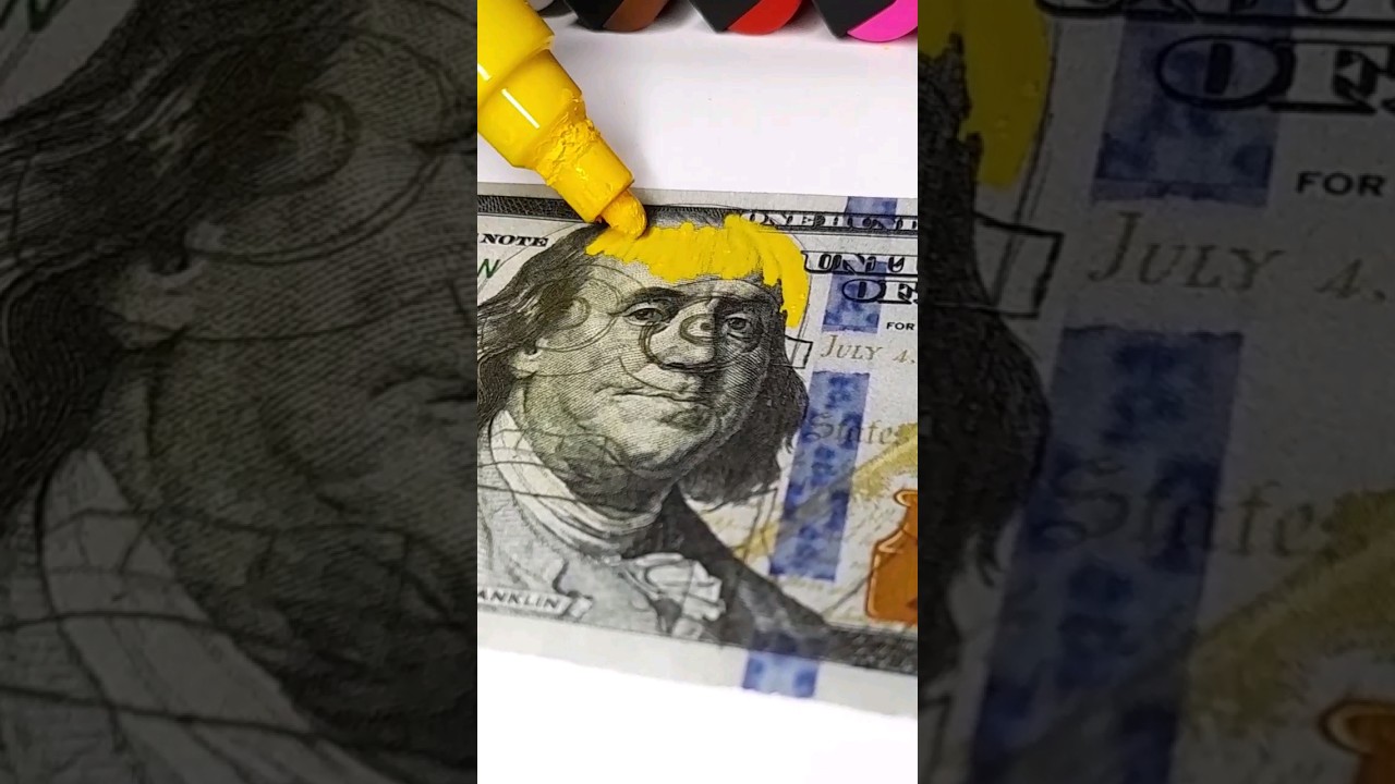 Drawing, but on a 100 dollar bill #art #shorts