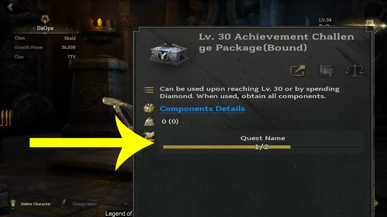 Legend of Ymir Achievement Challenge Package 1/2 quest name fix