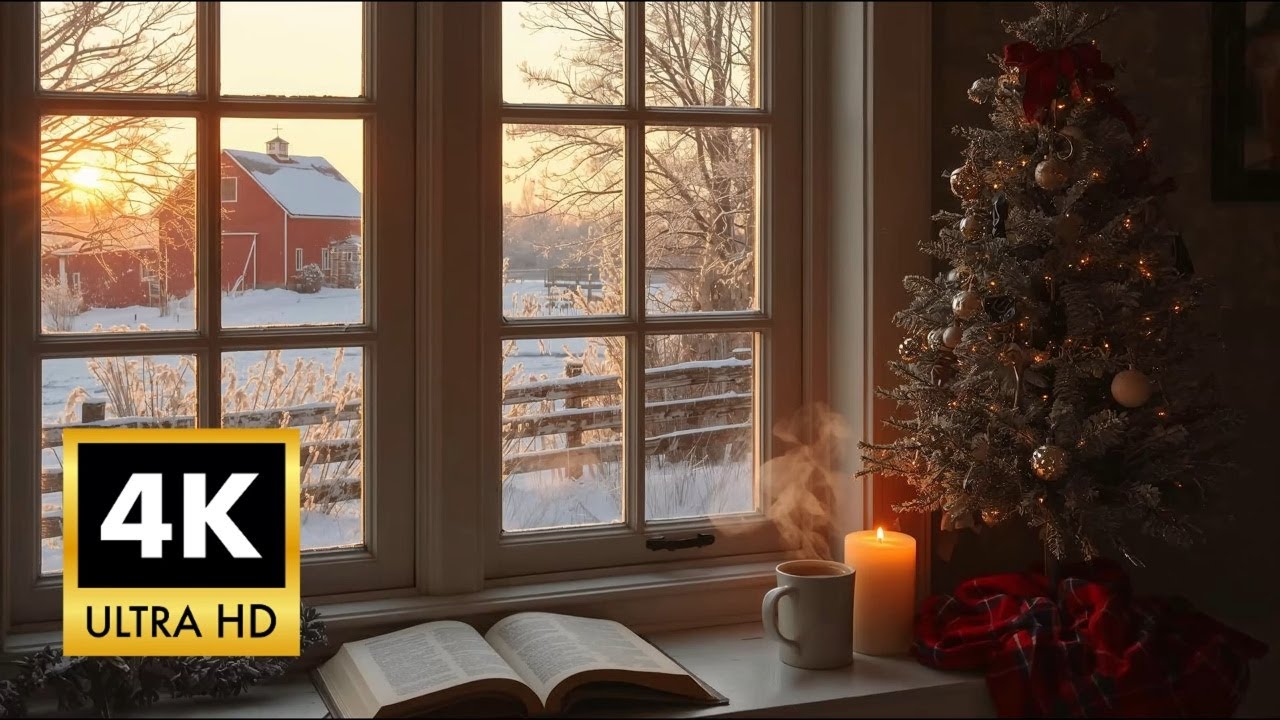 Cozy Christmas Vibes: A Peaceful Farm Ambience | 4K Framed TV Art & Gentle Music Ambience