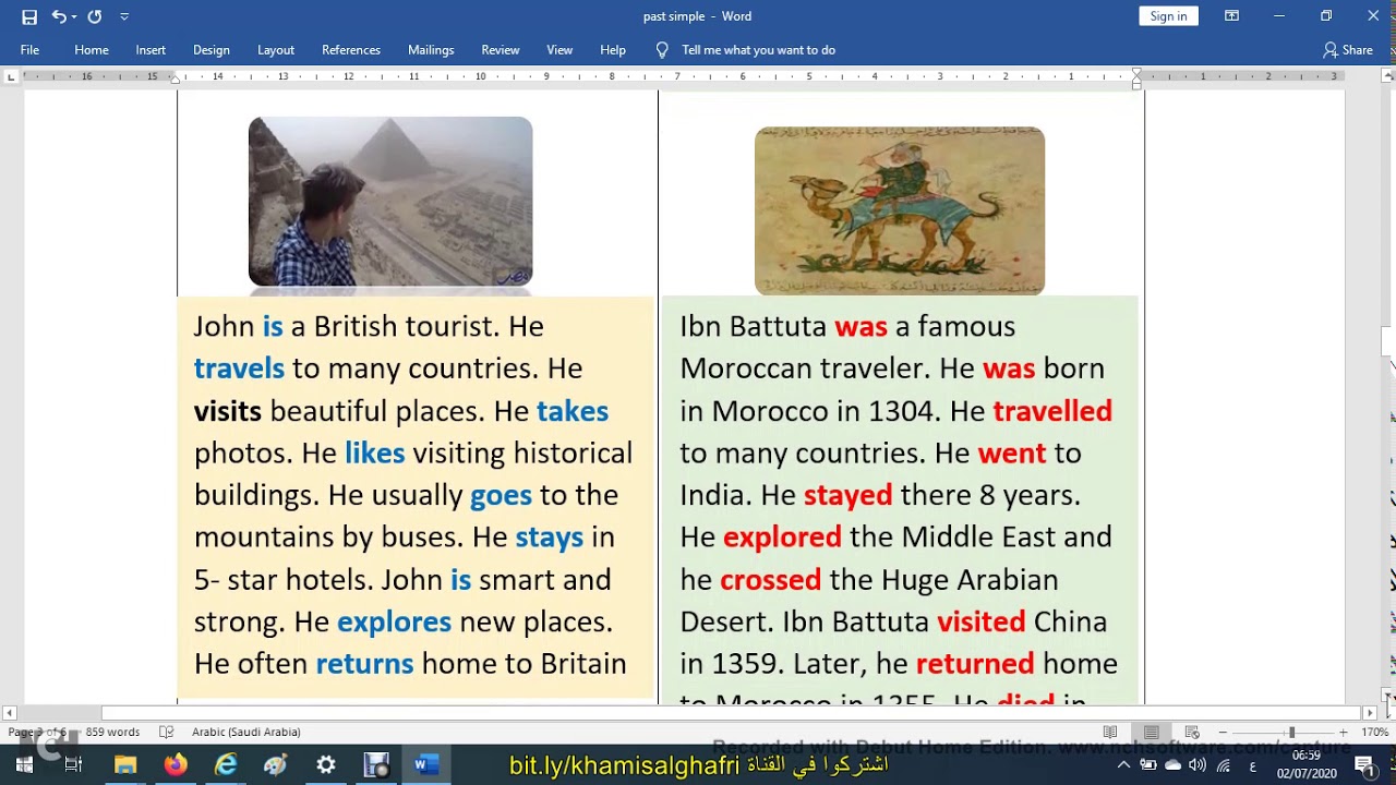 شرح قاعدة الماضي البسيط past simple