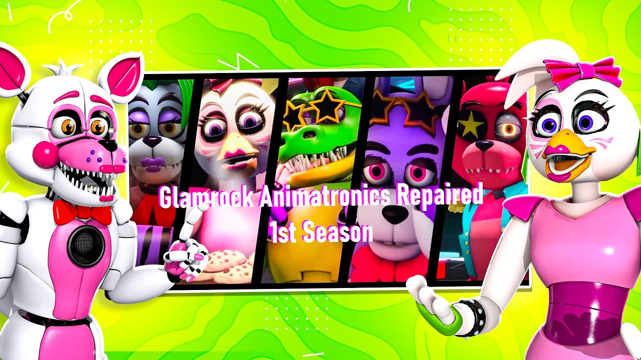 FNAF Security Breach Animatronics Repaired Season 1 React With Glamrock Chica