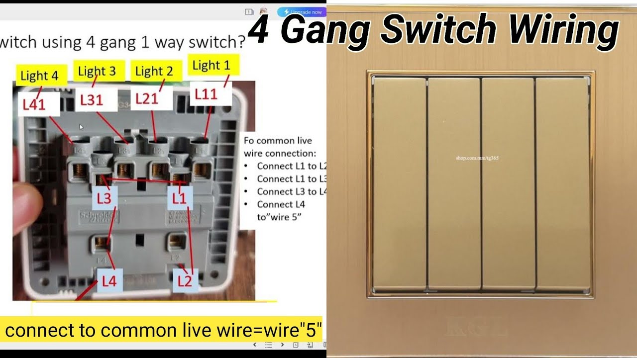 How To Install 4 Gang 1 Way Switch | Four Way Switch