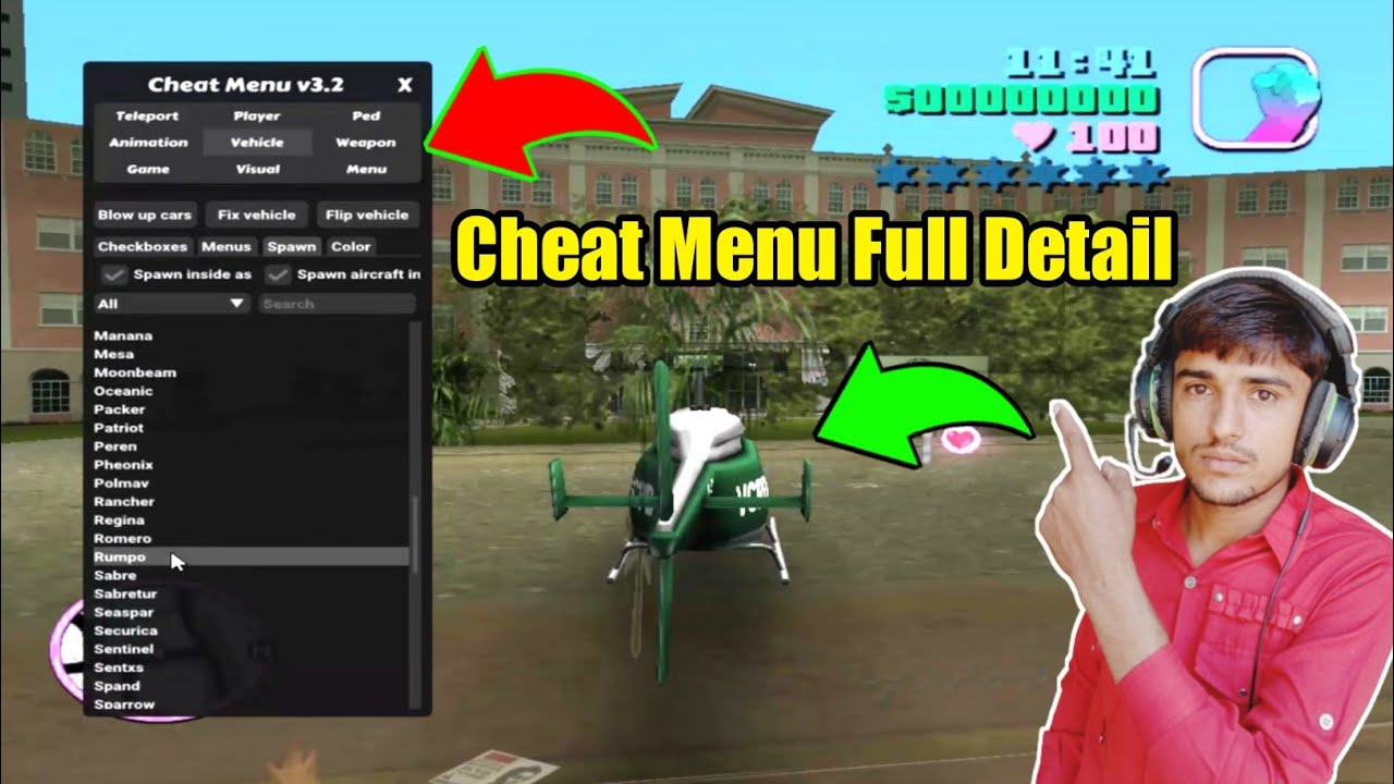 GTA Vice City Menu Cheat Full Detail Video 2023