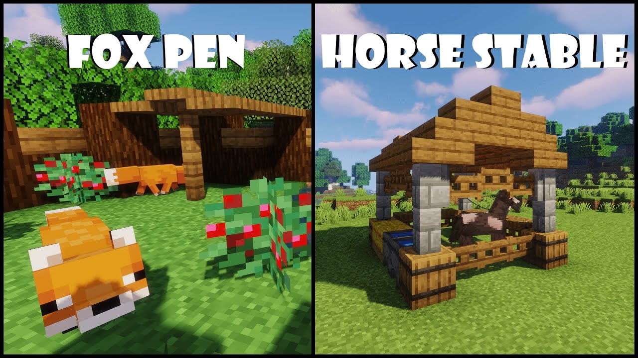Minecraft: How to Build 3+Animal Pens | Animal House Tutorials