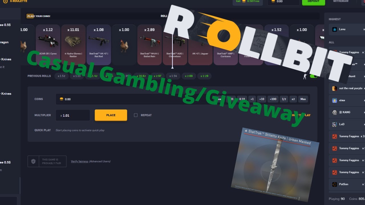 Casual Gambling! Rollbit.com *Knife Giveaway*