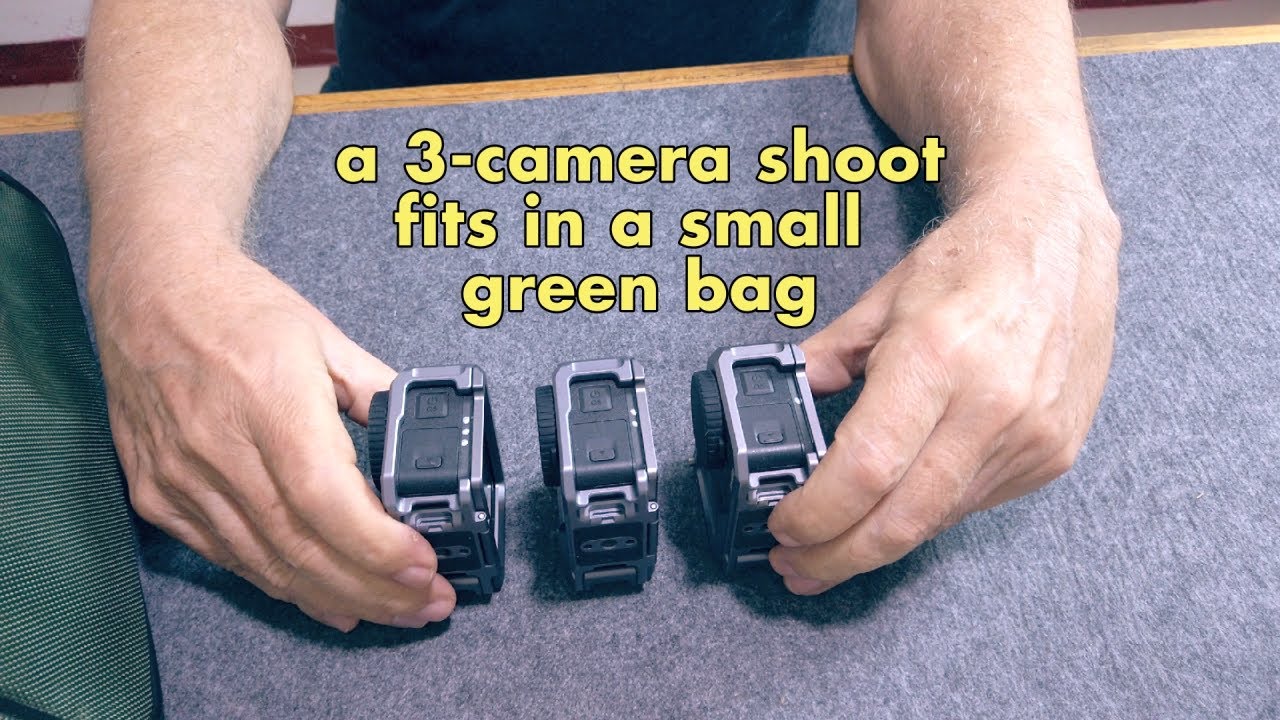 3-CAMERA VIDEO SHOOT-- IN A LITTLE GREEN BAG. DJI Action 4 Powered