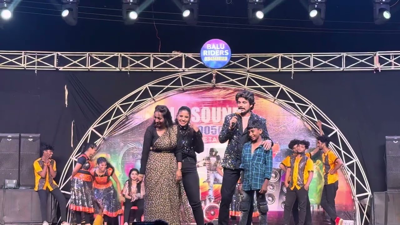 Pandu master and common audience on stage fun Vizag balu riders branding m Kotapadu event