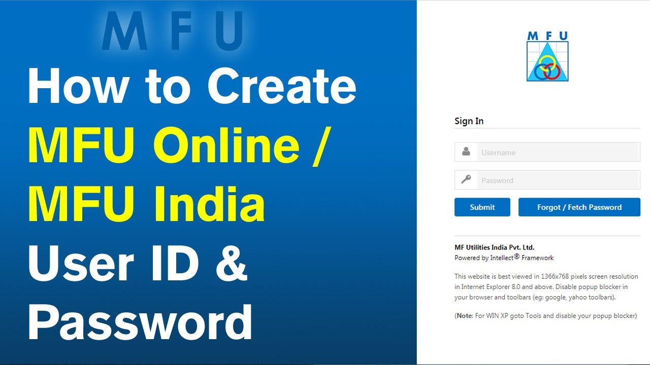 MFU Online User ID & Password Creation