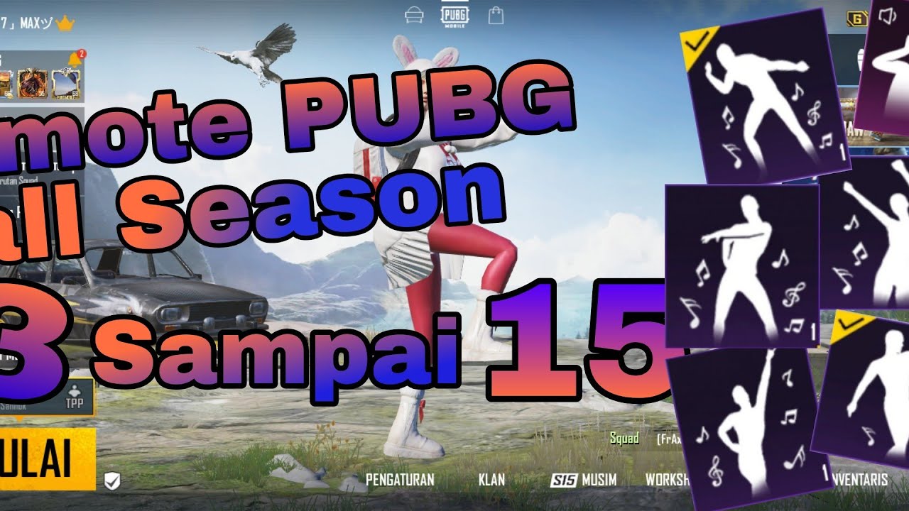 Full emote PUBG dari season 3 sampai 15