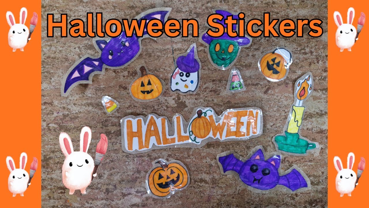 Halloween Dekoration selber basteln f&uuml;r Kinder: DIY Stickers machen - Aufkleber Bastelideen
